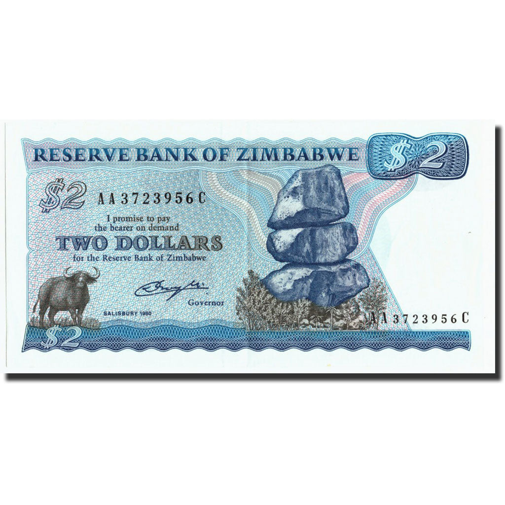 Zimbabwe, 2 Dollars, 1980, KM:1a, 1980, AU(55-58)