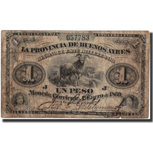 Billete, 1 Peso, 1869, Argentina, KM:S481b, 1869, BC