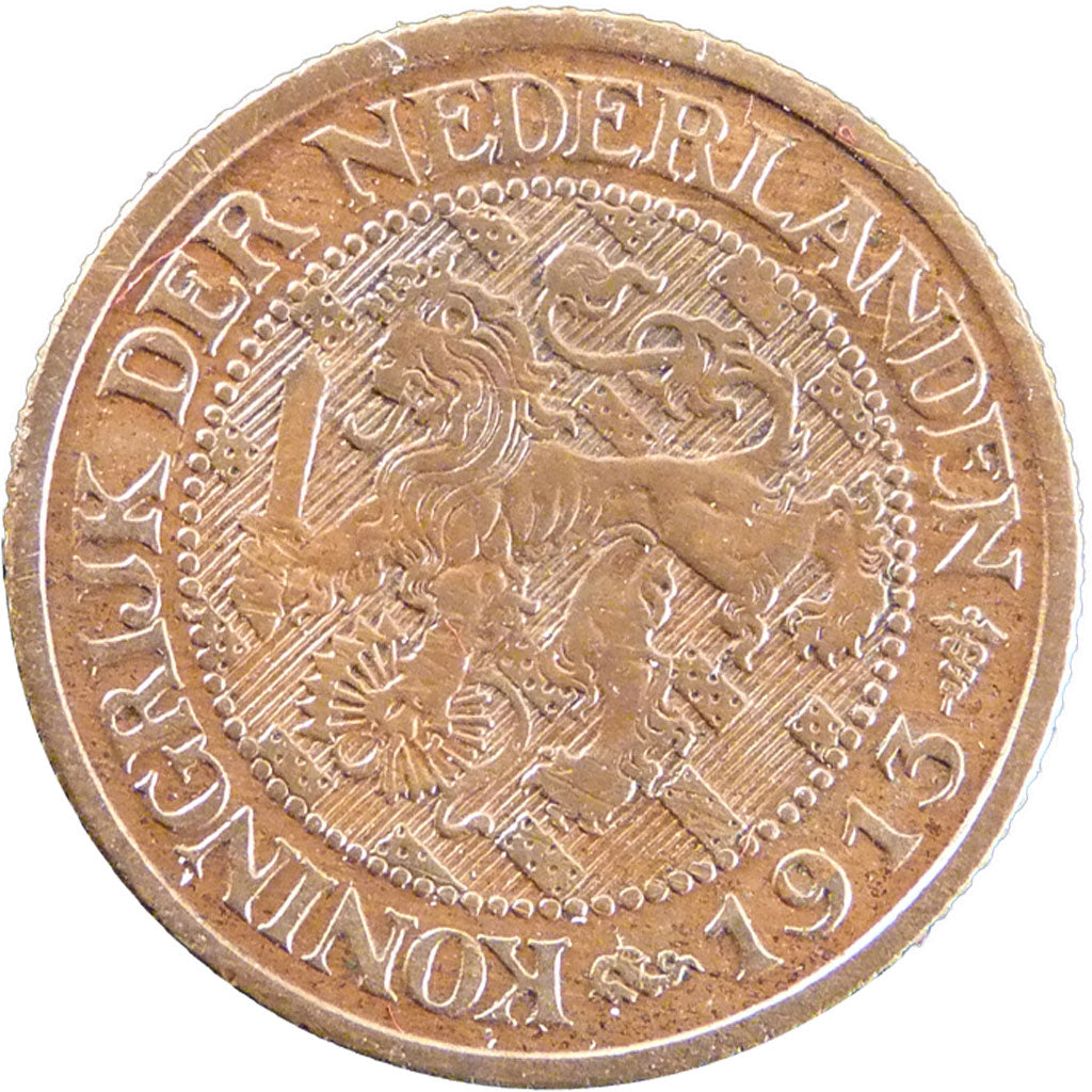 NETHERLANDS, Cent, 1913, KM #152, AU(50-53), Bronze, 19, 2.50