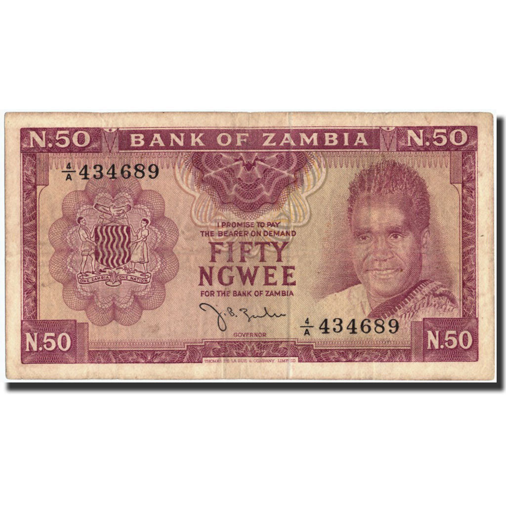 Banknote, Zambia, 50 Ngwee, Undated (1968), Undated, KM:4a, VF(20-25)