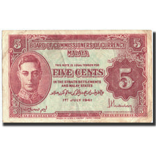 Banknot, MALEZJA, 5 Cents, 1941, 1941-07-01, KM:7a, VF(30-35)