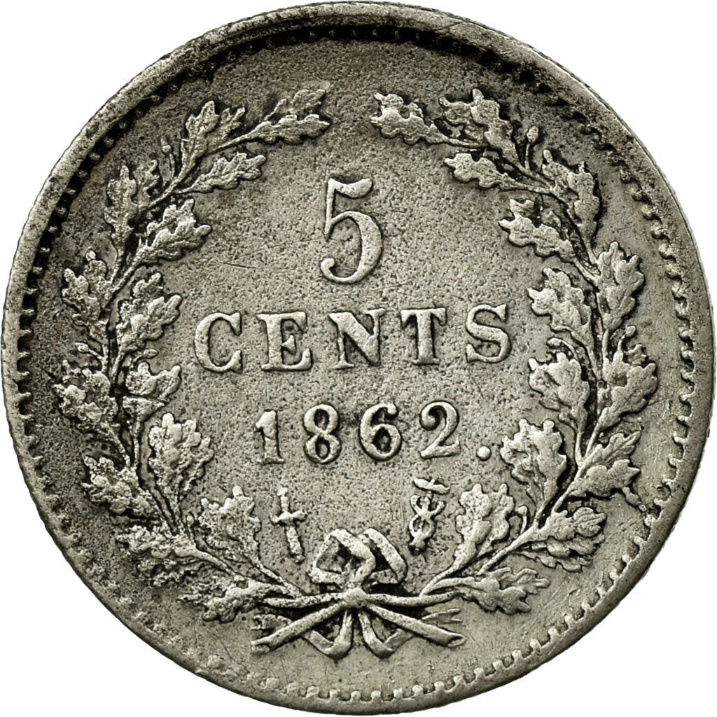 Coin, Netherlands, William III, 5 Cents, 1862, EF(40-45), Silver, KM:91