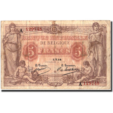 Banknote, Belgium, 5 Francs, 1914, 1914-07-01, KM:74a, VF(20-25)