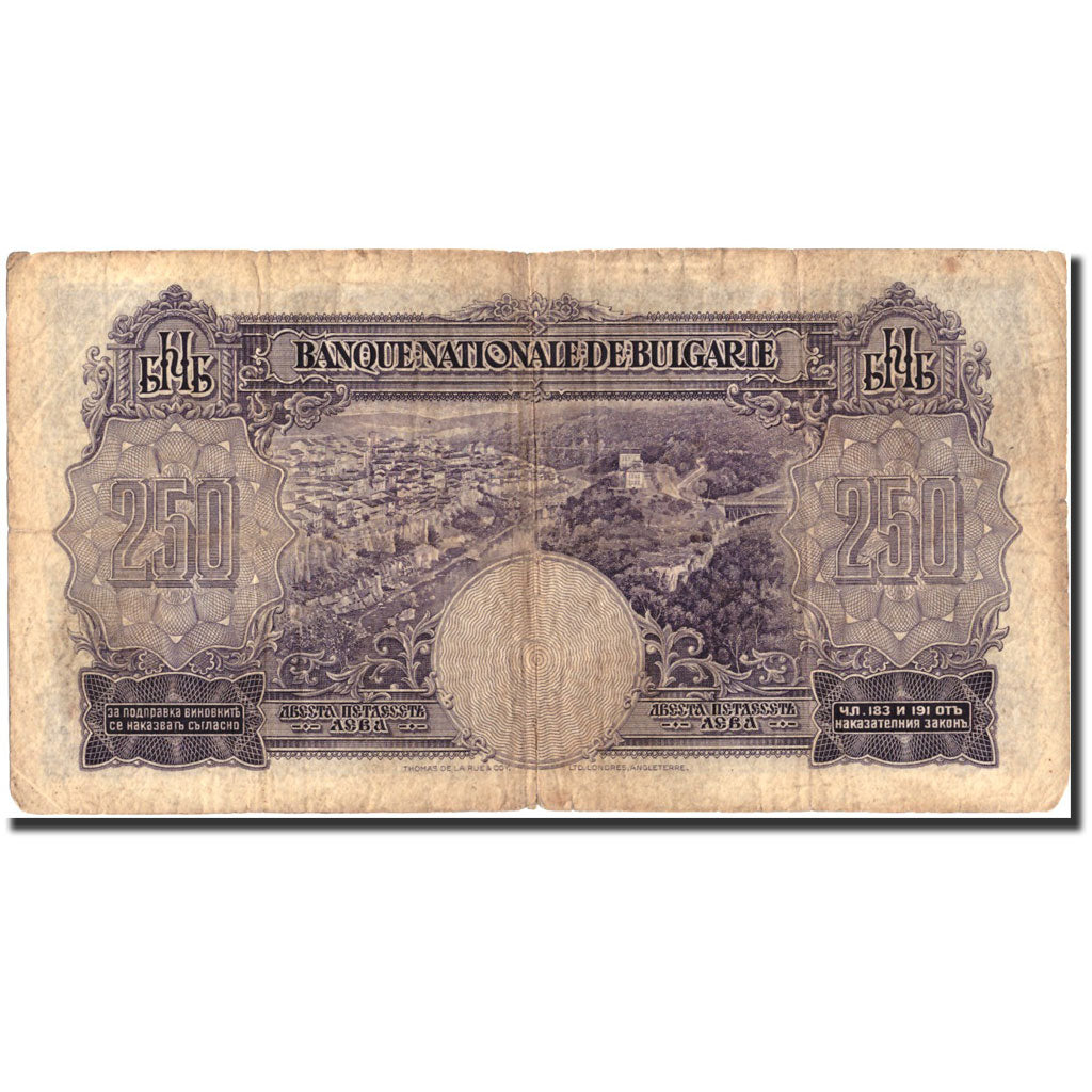 Banknote, Bulgaria, 250 Leva, 1929, 1929, KM:51a, VF(20-25)