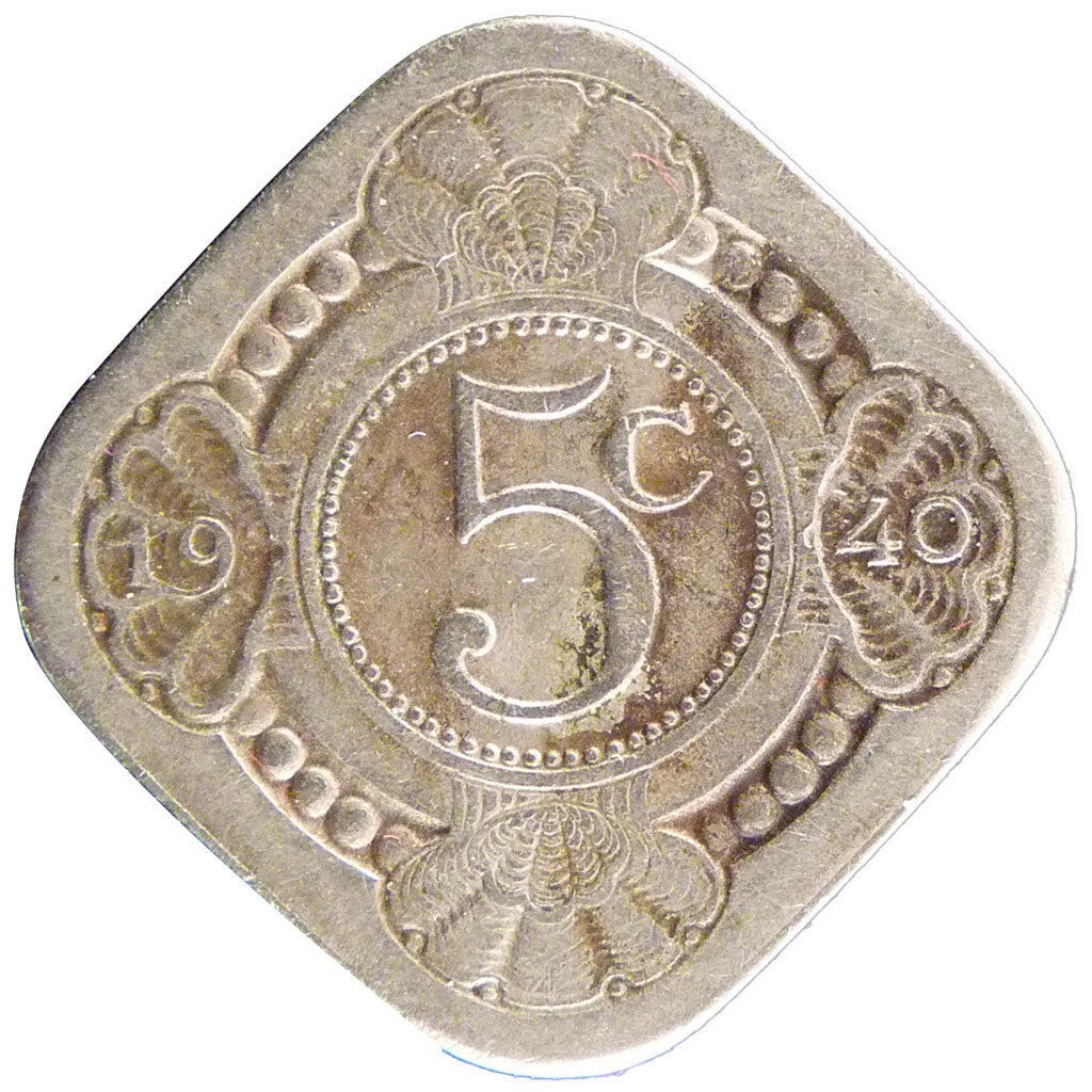 NETHERLANDS, 5 Cents, 1940, KM #153, EF(40-45), Copper-Nickel, 21.3, 4.40