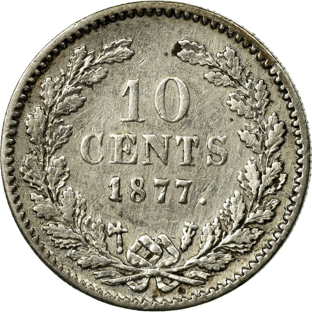 Coin, Netherlands, William III, 10 Cents, 1877, VF(30-35), Silver, KM:80