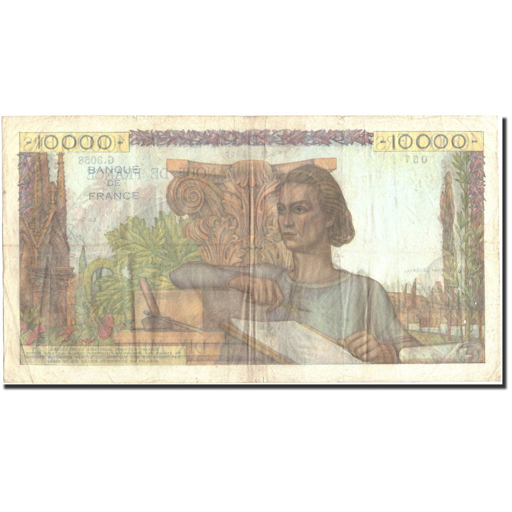 France, 10,000 Francs, 10 000 F 1945-1956 ''Génie Français'', 1952, KM:132a