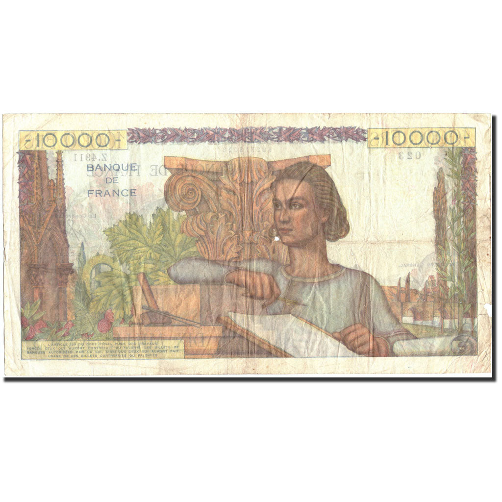 France, 10,000 Francs, 10 000 F 1945-1956 ''Génie Français'', 1953, KM:132a