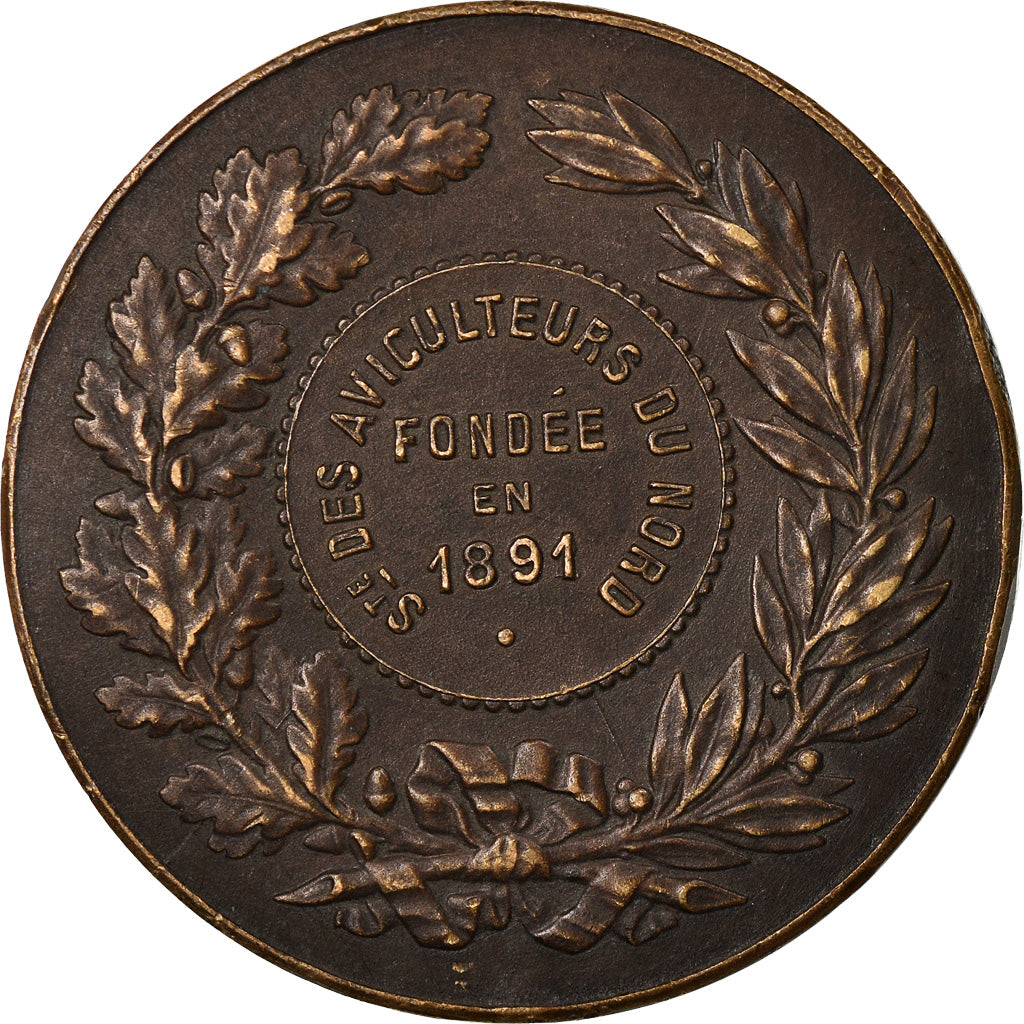 França, Medal, Les Aviculteurs du Nord de la France, 1891, Desaide, AU(50-53)