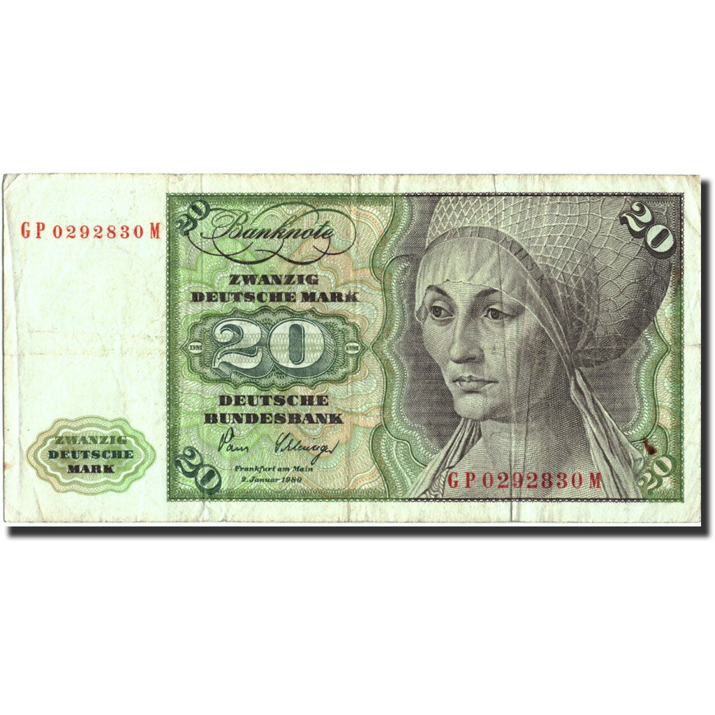 Banknote, GERMANY - FEDERAL REPUBLIC, 20 Deutsche Mark, 1980, 1980-01-02