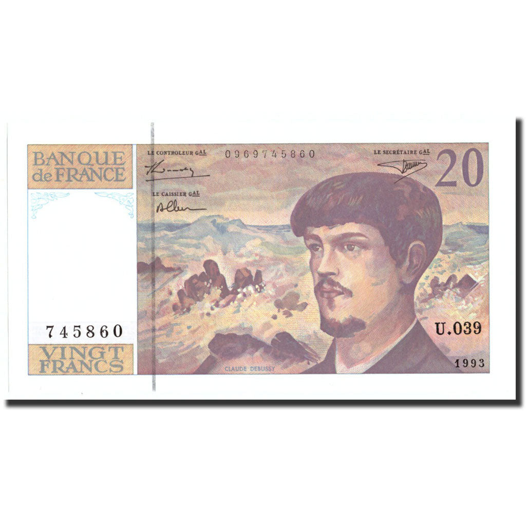 Biljet, Frankrijk, 20 Francs, 20 F 1980-1997 ''Debussy'', 1993, 1993, NIEUW