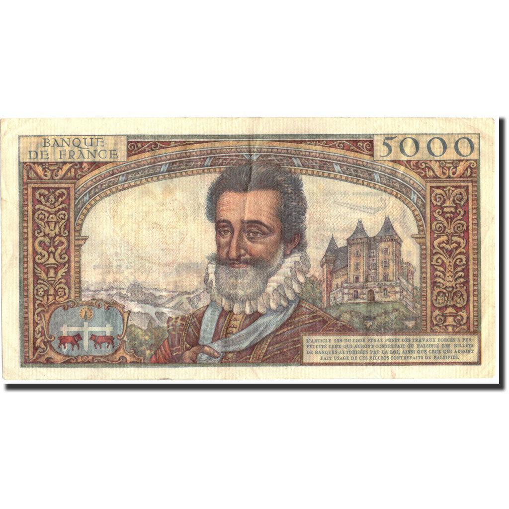 Banconote, Francia, 5000 Francs, 5 000 F 1957-1958 ''Henri IV'', 1957
