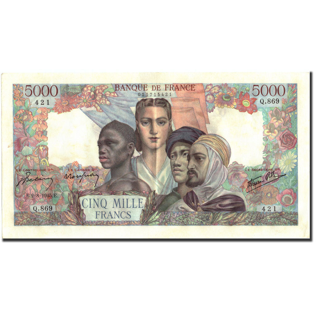 Banknote, France, 5000 Francs, 5 000 F 1942-1947 ''Empire Français'', 1945