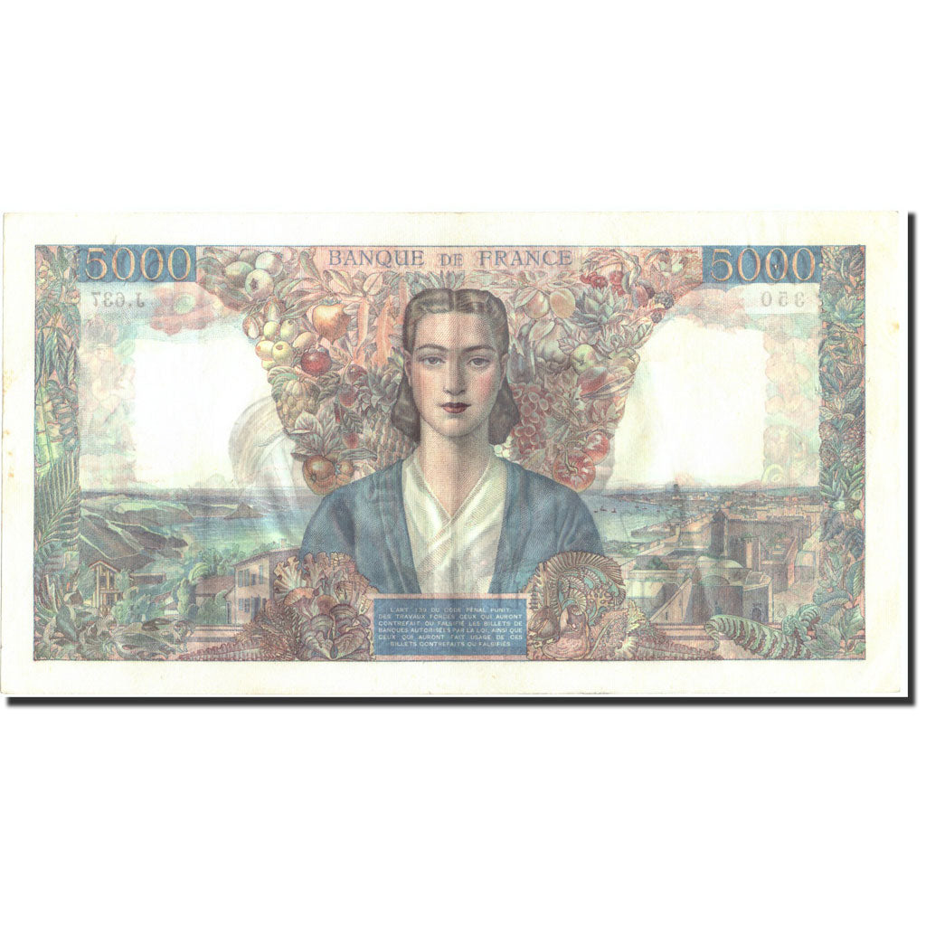 Banconote, Francia, 5000 Francs, 5 000 F 1942-1947 ''Empire Français'', 1945