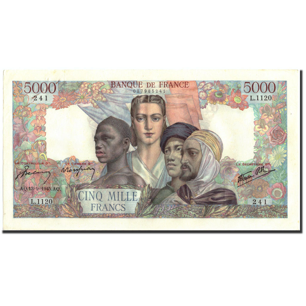 France, 5000 Francs, 5 000 F 1942-1947 ''Empire Français'', 1945, 1945-09-13