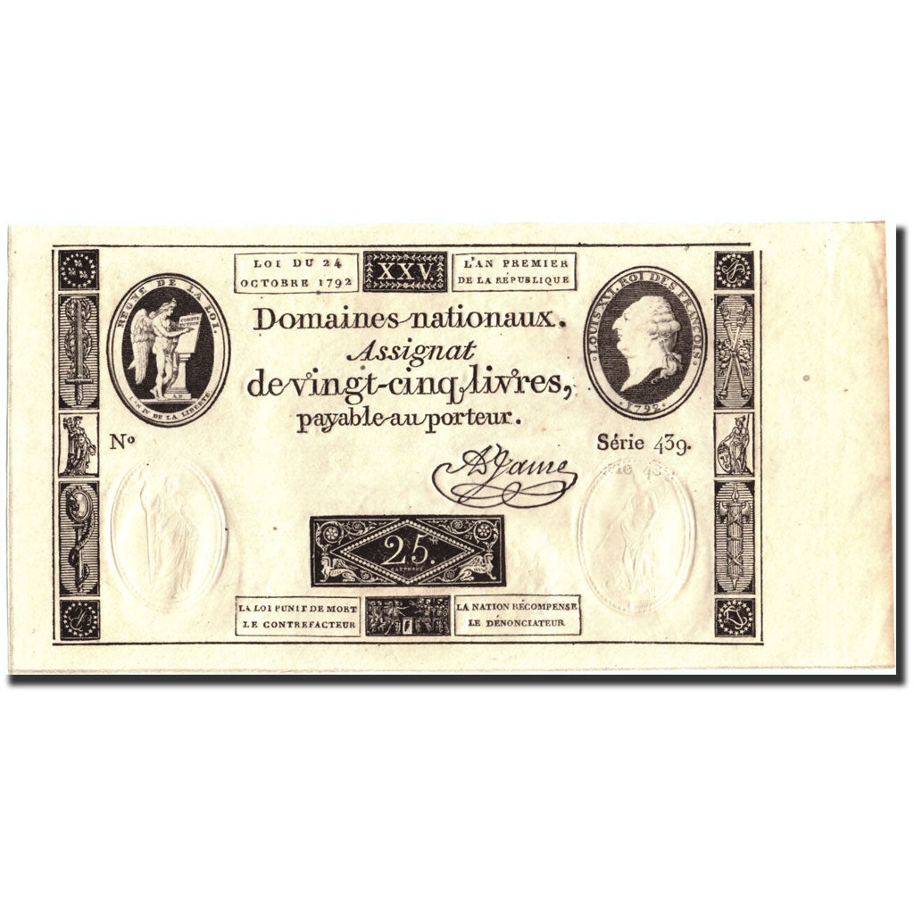 Billet, France, 25 Livres, 1792, 1792-10-24, NEUF, KM:A67