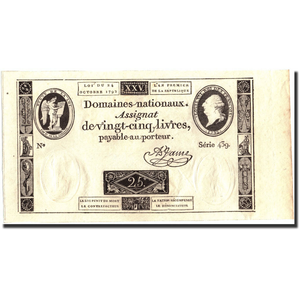 Billet, France, 25 Livres, 1792, 1792-10-24, NEUF, KM:A67