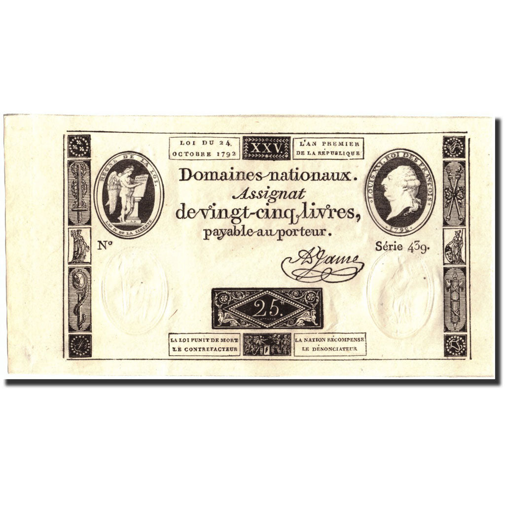 Billet, France, 25 Livres, 1792, 1792-10-24, NEUF, KM:A67