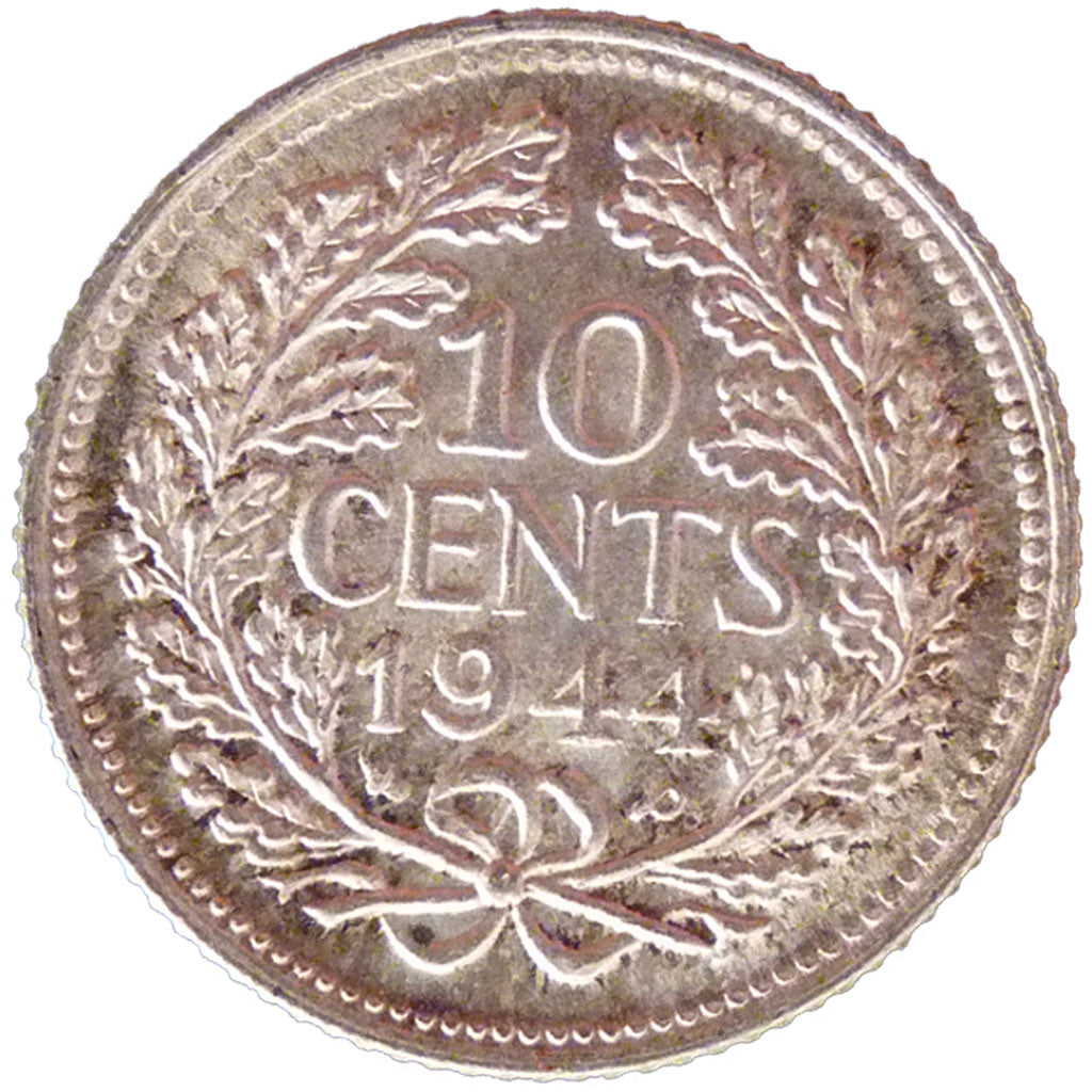 Paesi Bassi, Wilhelmina I, 10 Cents, 1944, Denver, SPL, Argento, KM:163