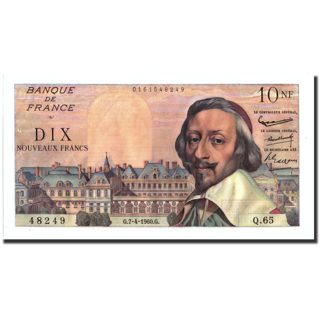 Billete, Francia, 10 Nouveaux Francs, 10 NF 1959-1963 ''Richelieu'', 1960