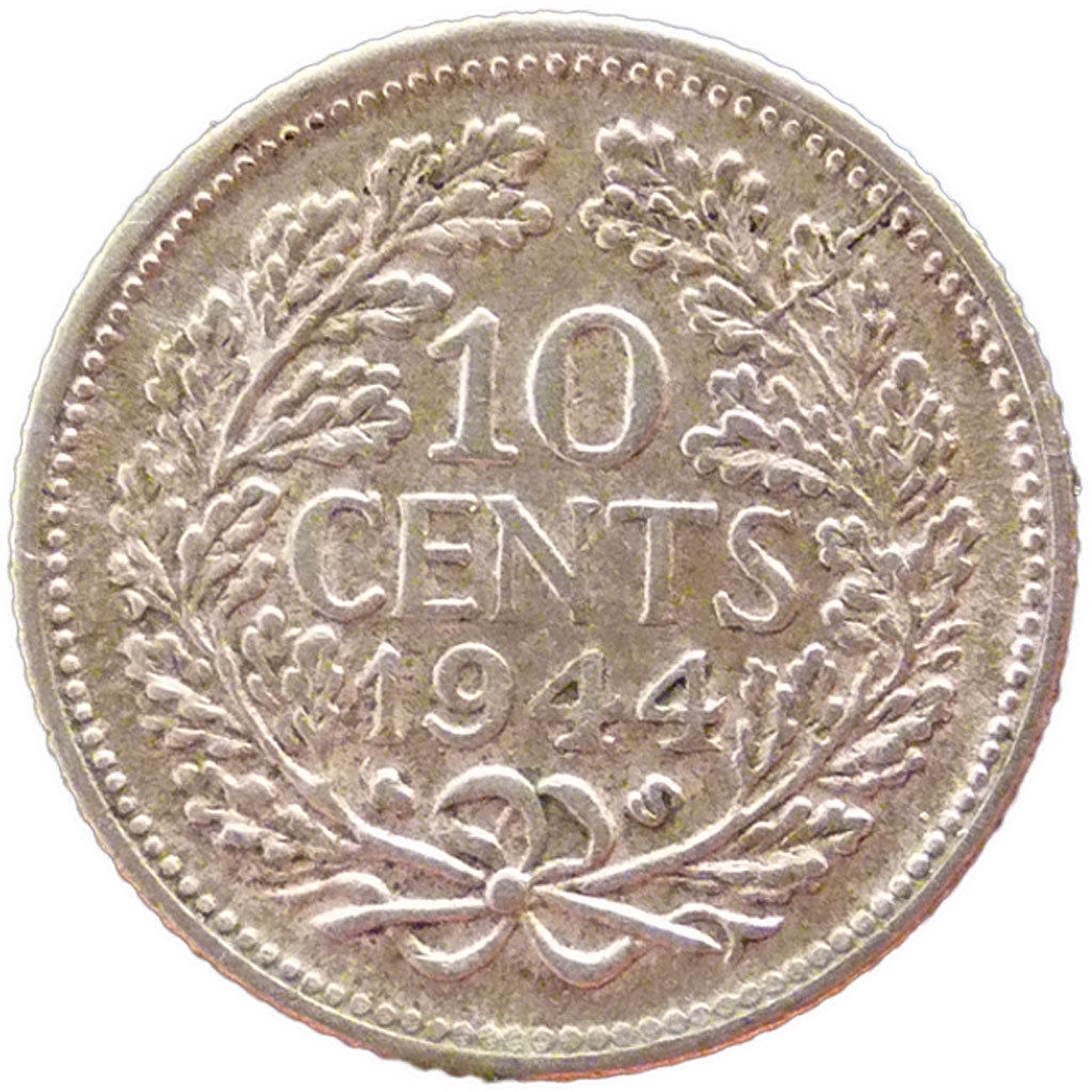 Netherlands, 10 Cents, 1944, San Francisco, KM #163, AU(55-58), Silver, 15, 1.40