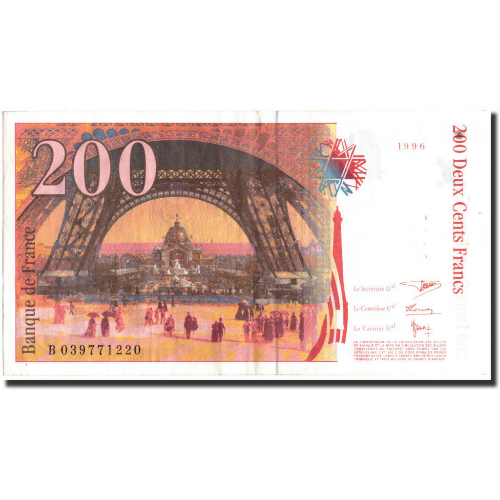 Billet, France, 200 Francs, 200 F 1995-1999 ''Eiffel'', 1996, 1996, TB