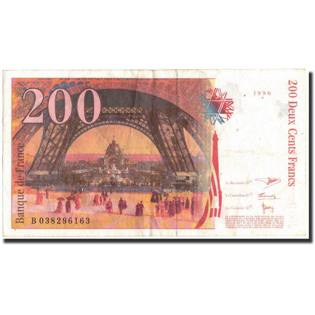 Billet, France, 200 Francs, 200 F 1995-1999 ''Eiffel'', 1996, 1996, TB