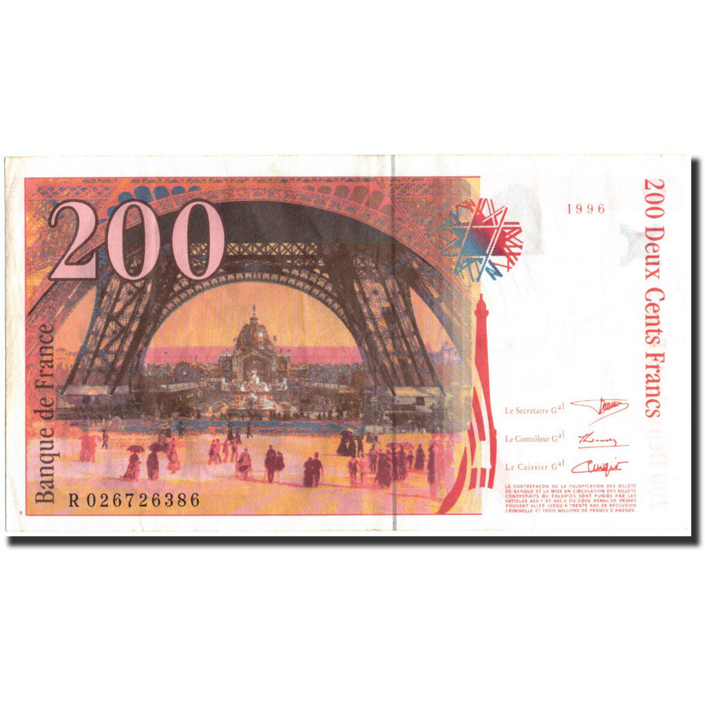 France, 200 Francs, 200 F 1995-1999 ''Eiffel'', 1996, 1996, KM:159b, TTB