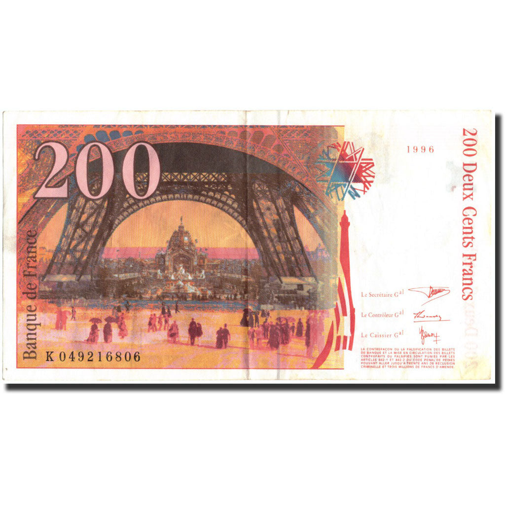 France, 200 Francs, 200 F 1995-1999 ''Eiffel'', 1996, KM:159b, 1996, EF(40-45)