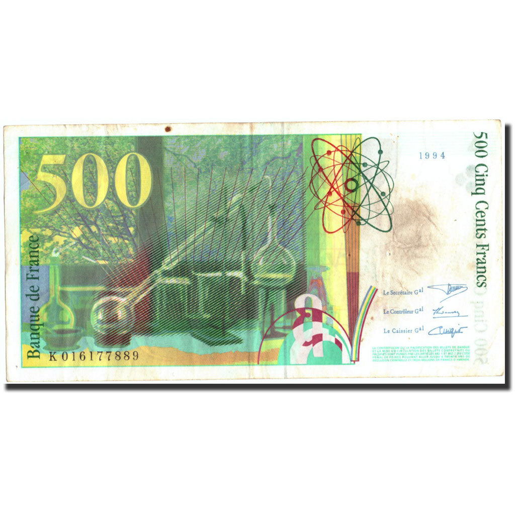 France, 500 Francs, 500 F 1994-2000 ''Pierre et Marie Curie'', 1994, KM:160a