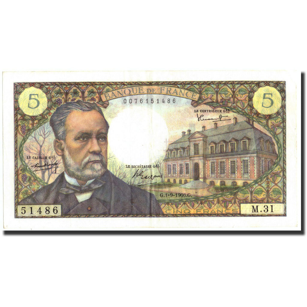 Banconote, Francia, 5 Francs, 5 F 1966-1970 ''Pasteur'', 1966, 1966-09-01, SPL-