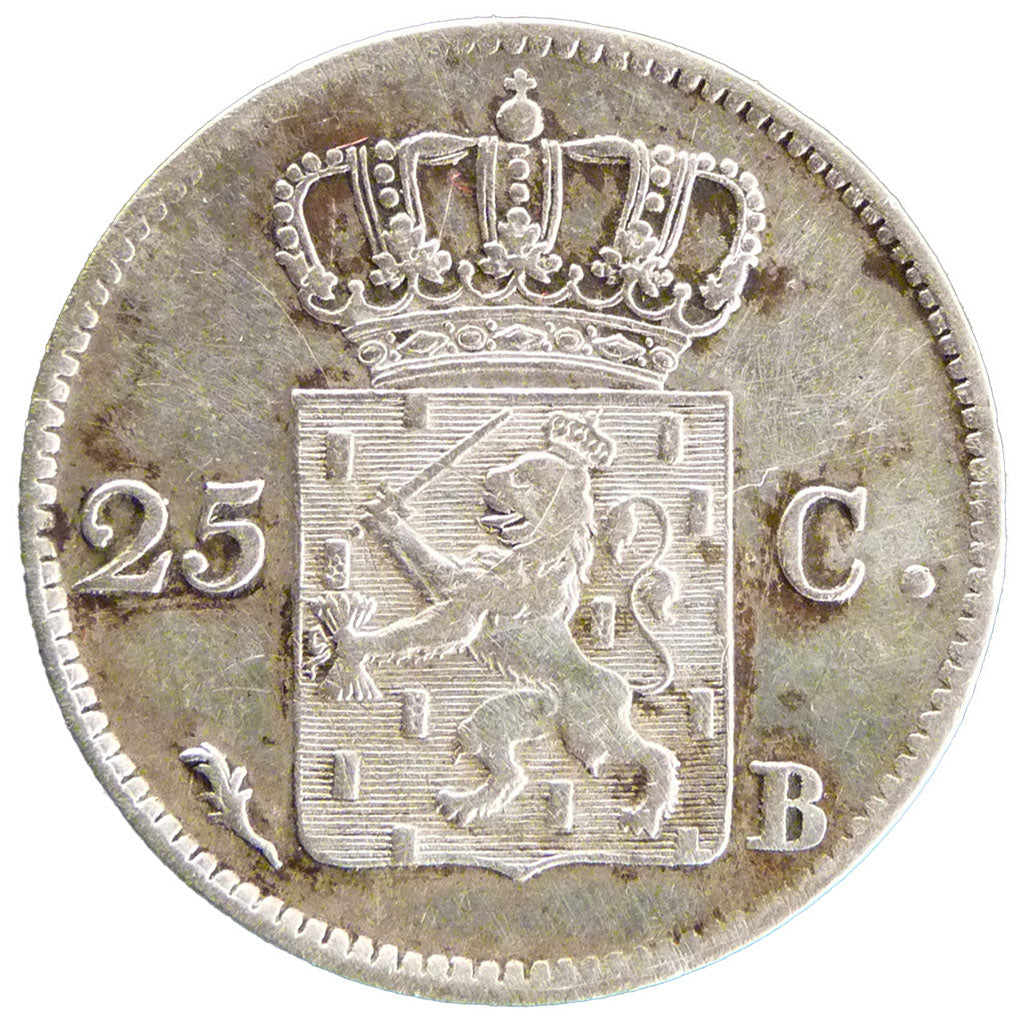Netherlands, 25 Cents, 1826, Brussels, KM #48, EF(40-45), Silver, 21, 4.20