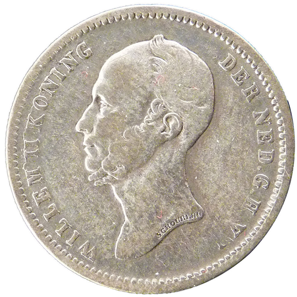 NETHERLANDS, 25 Cents, 1848, KM #76, AU(50-53), Silver, 19, 3.50