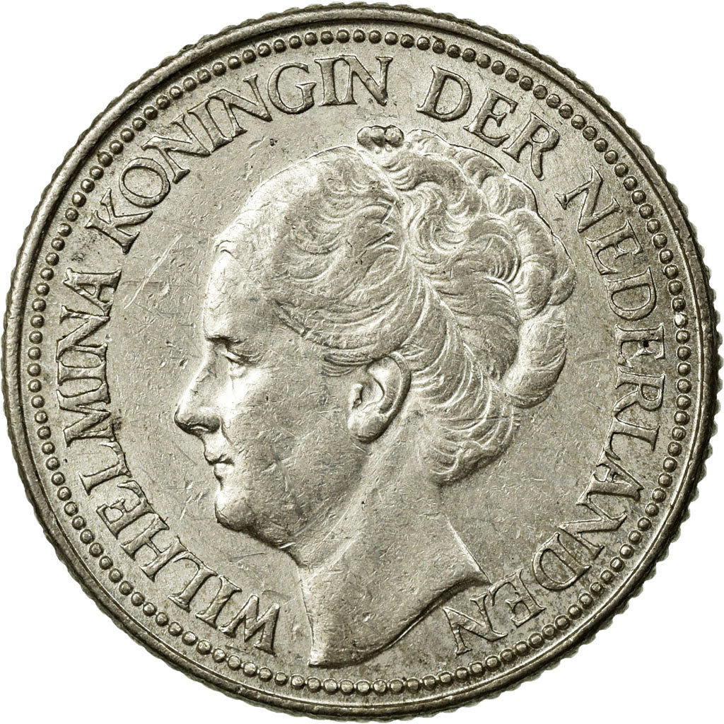 Coin, Netherlands, Wilhelmina I, 25 Cents, 1939, MS(60-62), Silver, KM:164
