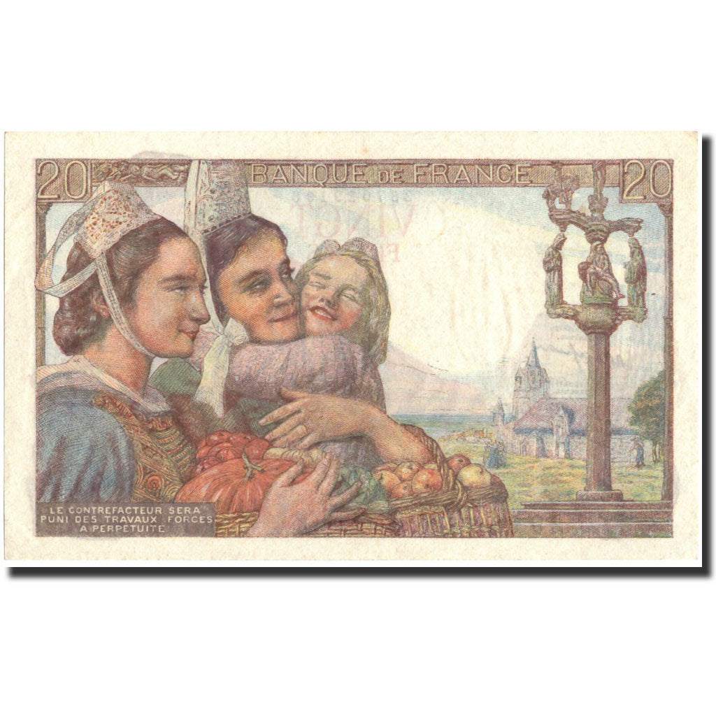 France, 20 Francs, 20 F 1942-1950 ''Pêcheur'', 1944, KM:100a, 1944-02-10
