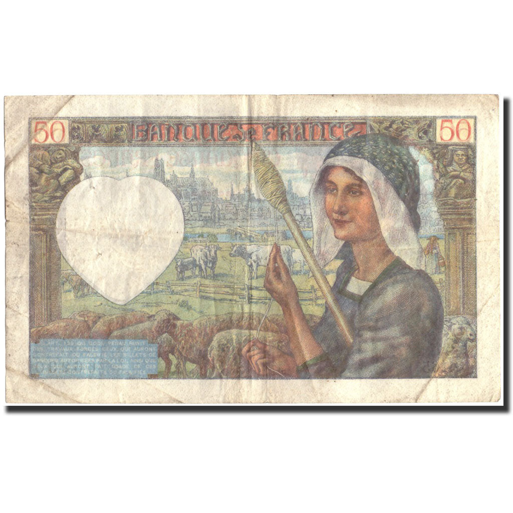 Geldschein, Frankreich, 50 Francs, 50 F 1940-1942 ''Jacques Coeur'', 1942