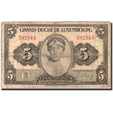 Banknote, Luxembourg, 5 Francs, Undated (1944), Undated, KM:43a, VF(30-35)