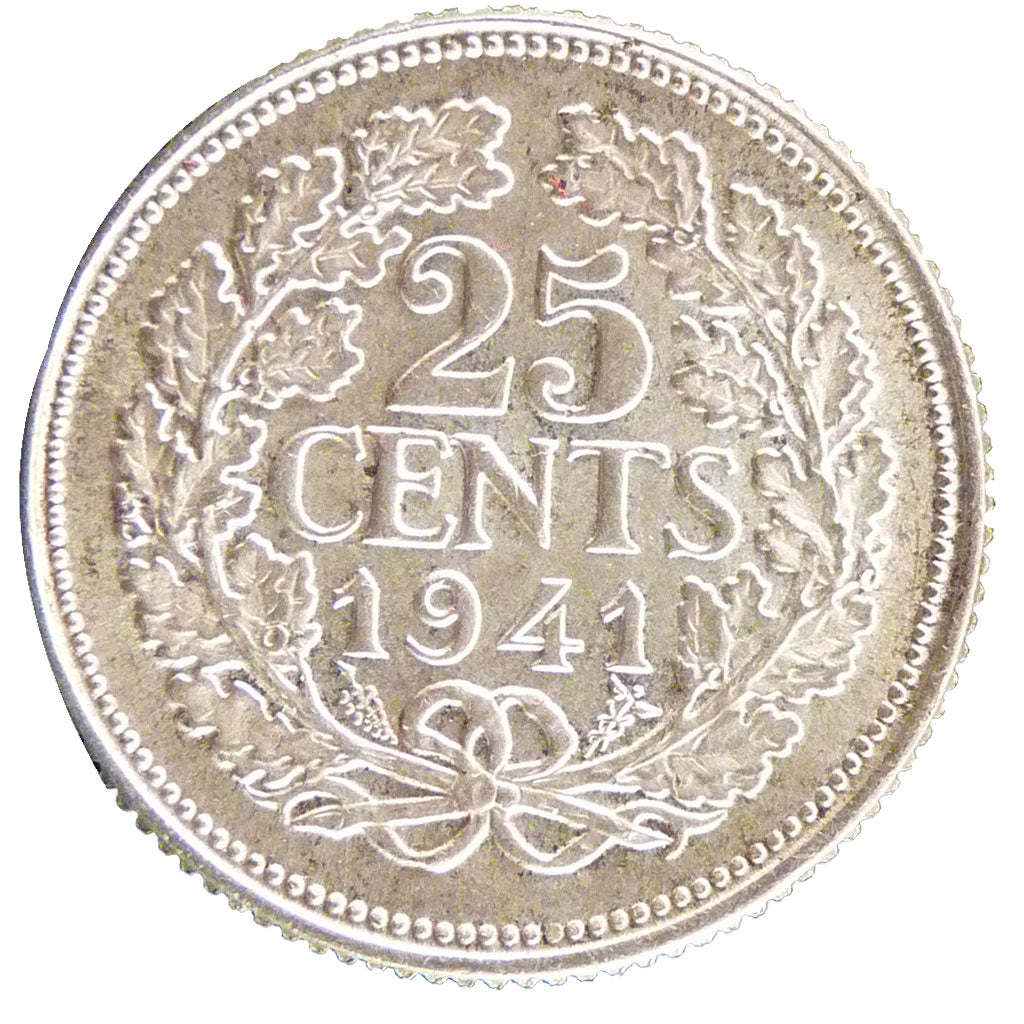 NETHERLANDS, 25 Cents, 1941, KM #164, MS(60-62), Silver, 19, 3.60