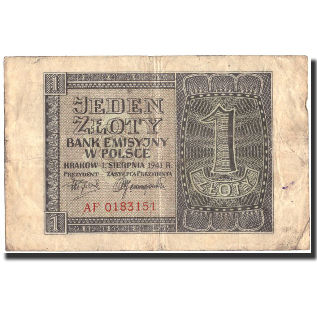 Banknote, Poland, 1 Zloty, 1941, 1941-08-01, KM:99, VF(20-25)