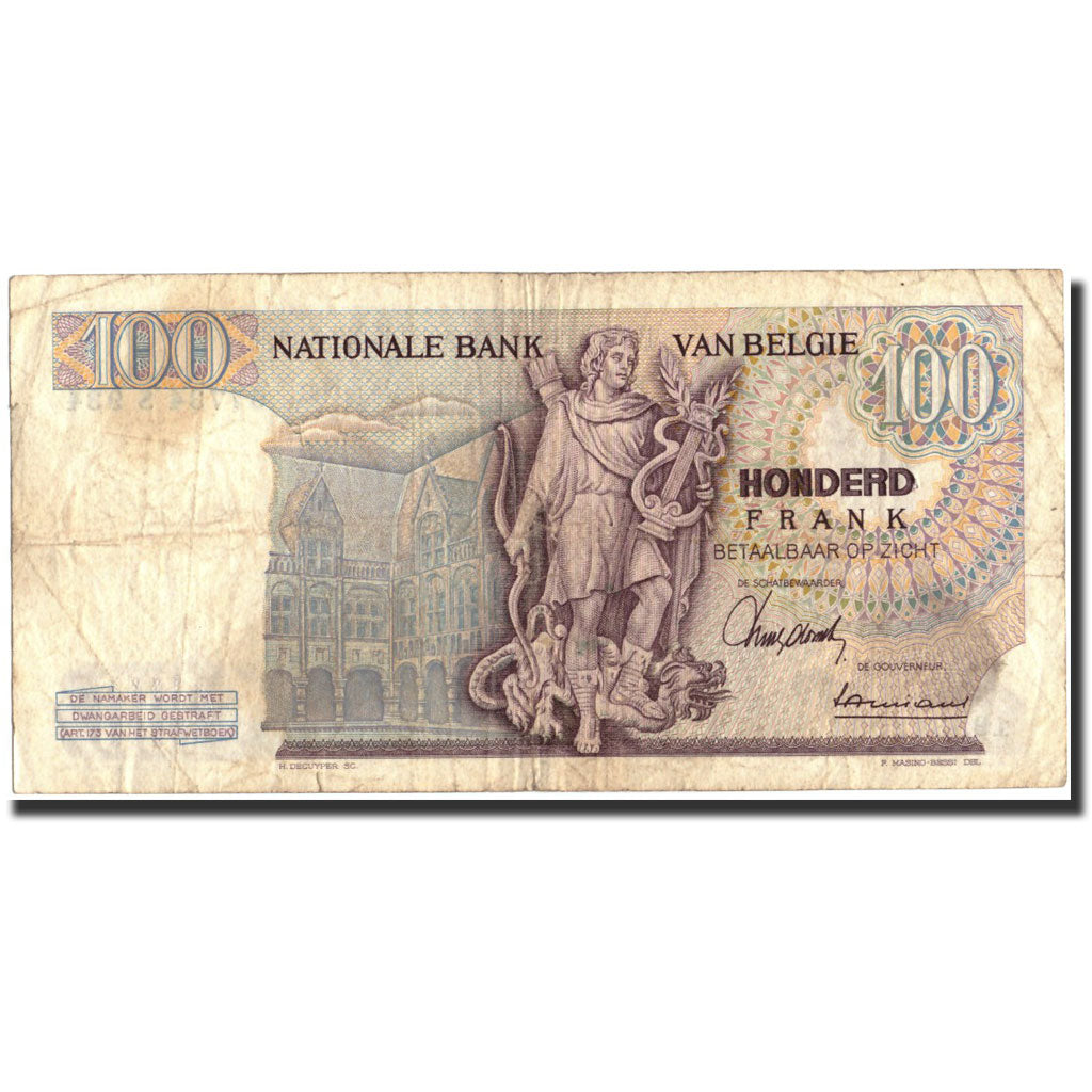 Banknote, Belgium, 100 Francs, 1967, 1967-06-07, KM:134b, VF(20-25)