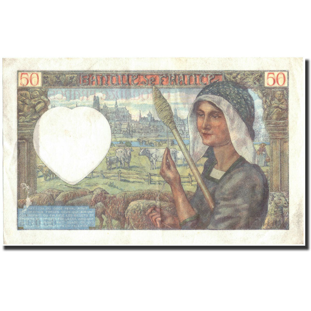 Banknote, France, 50 Francs, 50 F 1940-1942 ''Jacques Coeur'', 1942, 1942-01-08
