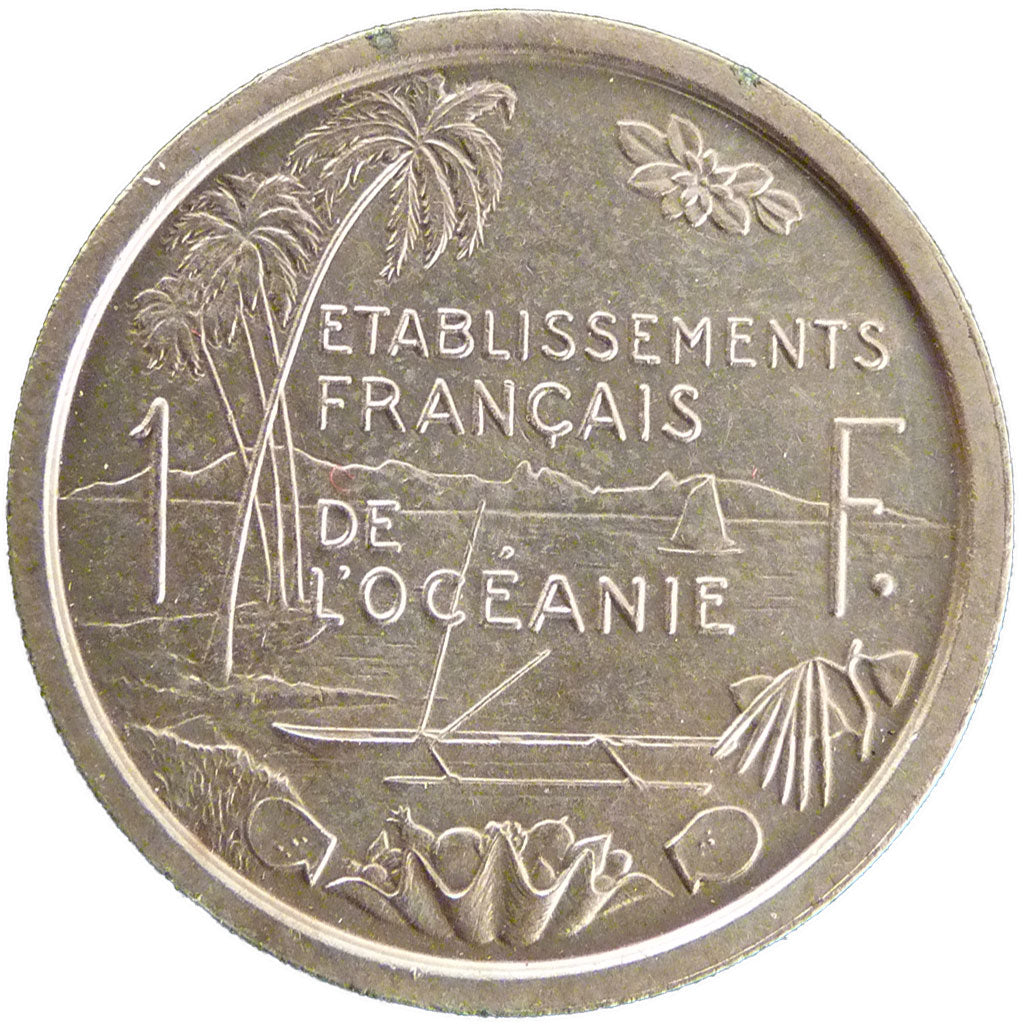 French Polynesia, 1 Franc, 1949, MS(65-70), Bronze-Nickel, Lecompte #17, 5.20