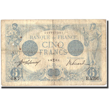 France, 5 Francs, 5 F 1912-1917 ''Bleu'', 1915, KM:70, 1915-02-18, VG(8-10)
