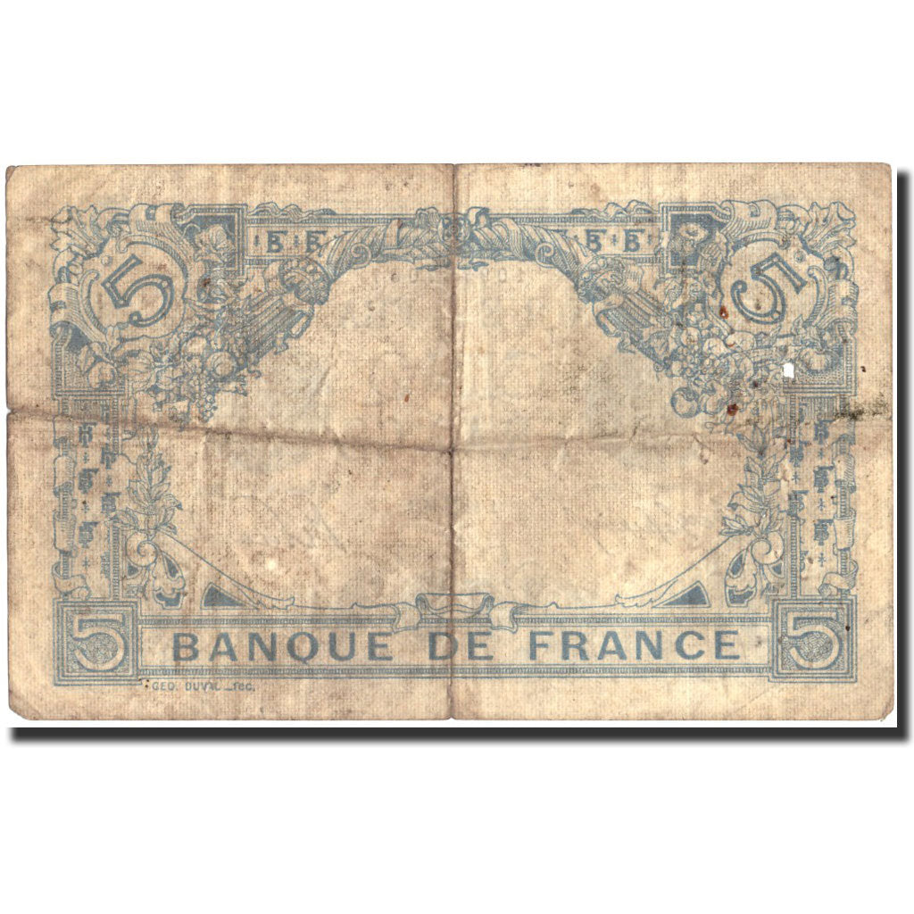 France, 5 Francs, 5 F 1912-1917 ''Bleu'', 1915, 1915-02-18, KM:70, B