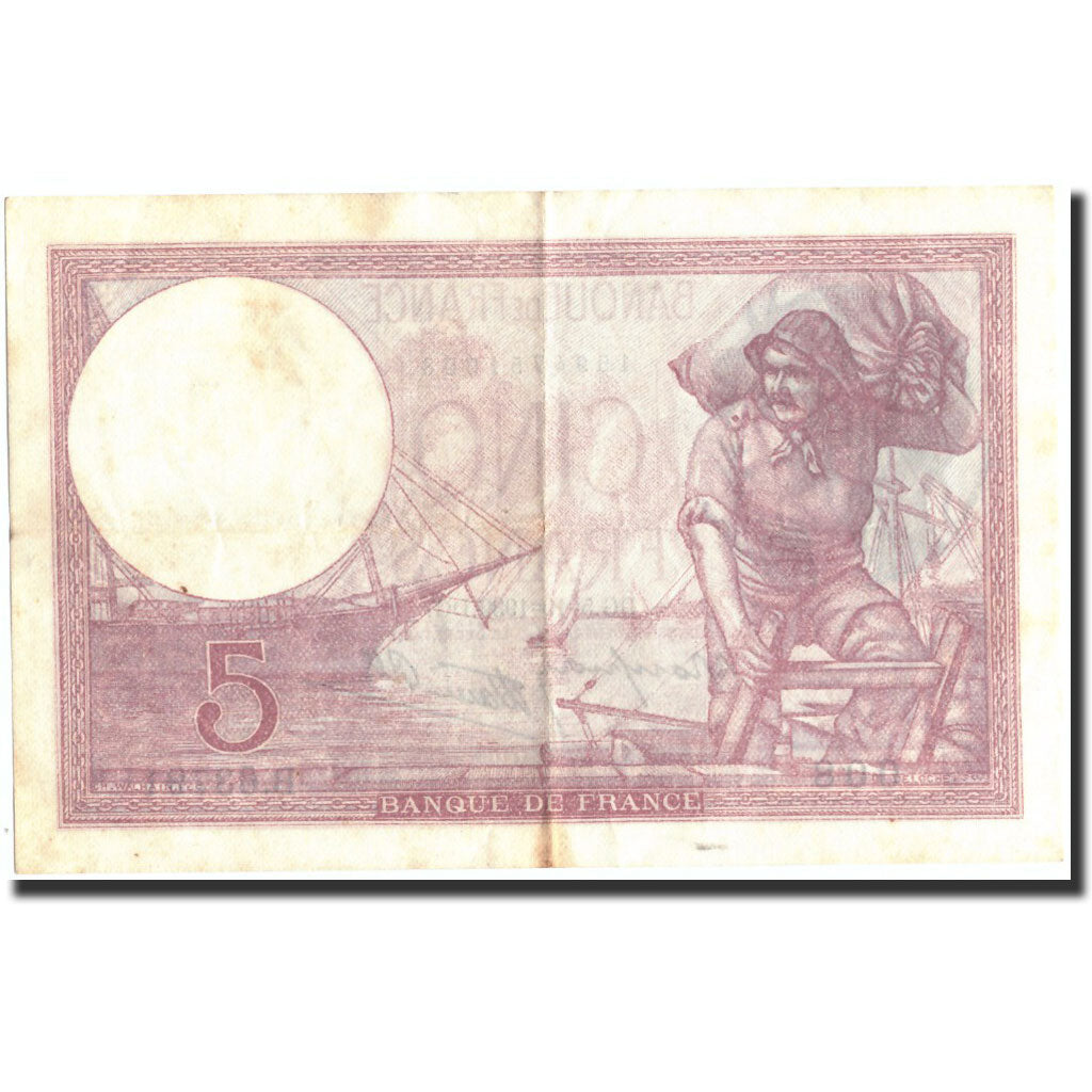 Biljet, Frankrijk, 5 Francs, 5 F 1917-1940 ''Violet'', 1939, 1939-10-05, TTB