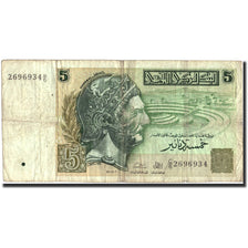Banknote, Tunisia, 5 Dinars, 2008, 2008, KM:92, VF(30-35)