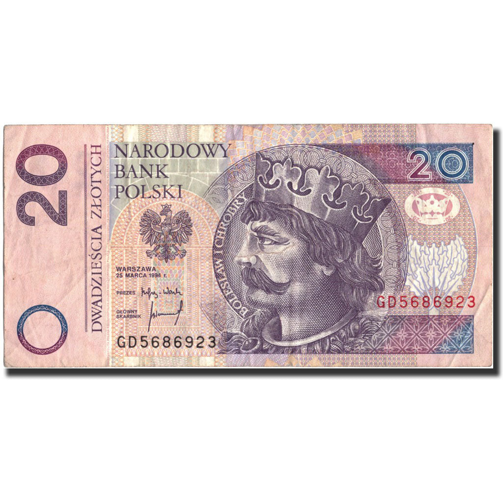 Poland, 20 Zlotych, 1994, 1994-03-25, KM:174a, AU(50-53)