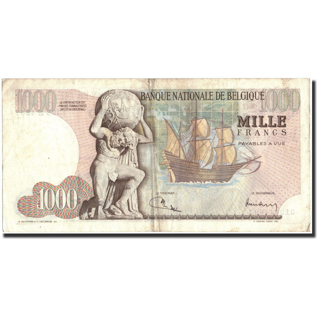 Belgium, 1000 Francs, 1973, KM:136b, 1973-03-23, VF(20-25)