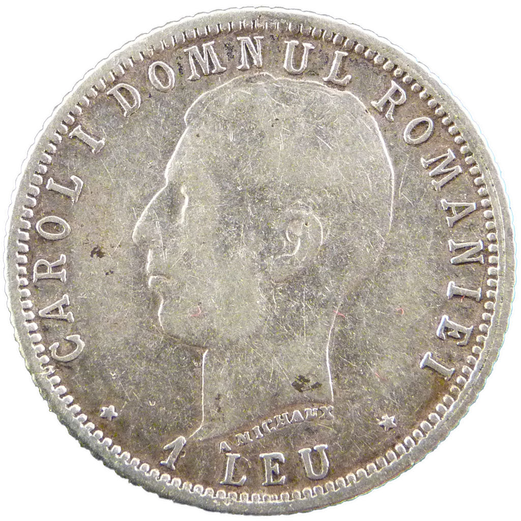 ROMANIA, Leu, 1906, KM #34, VF(30-35), Silver, 23, 4.90