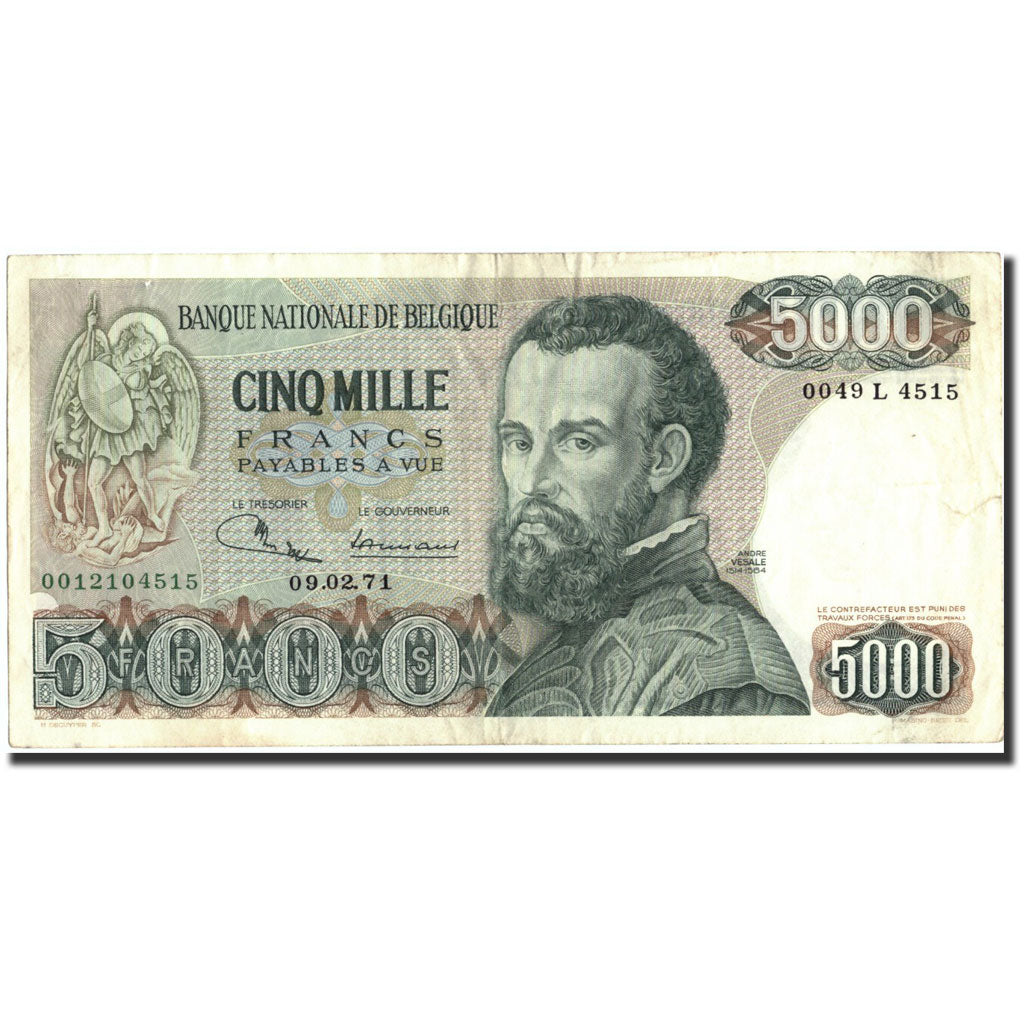 Banknote, Belgium, 5000 Francs, 1971, 1971-02-09, KM:137, EF(40-45)